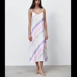Zara Satin Tie-Dye slip dress